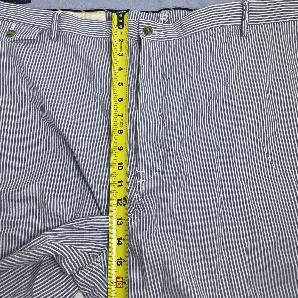 Polo Ralph Lauren Men's Big 54B Classic Fit Seersucker Shorts Blue White Stripe